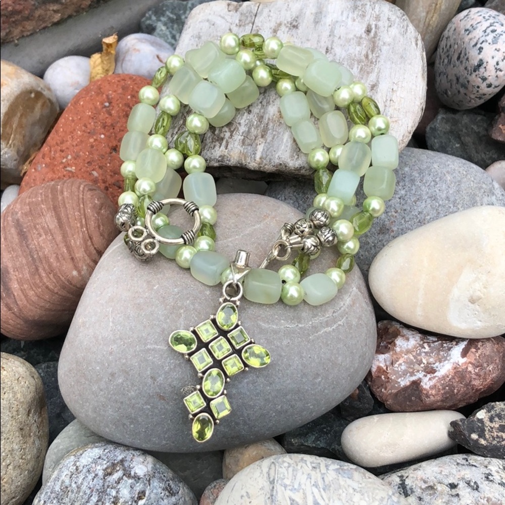 Sterling Silver Peridot-Pearl Necklace/Bracelet
